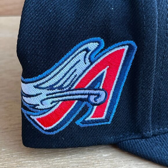 MITCHELL & NESS LOS ANGELES ANGELS SNAPBACK HAT Black Logo Adjustable NEW - Picture 3 of 5